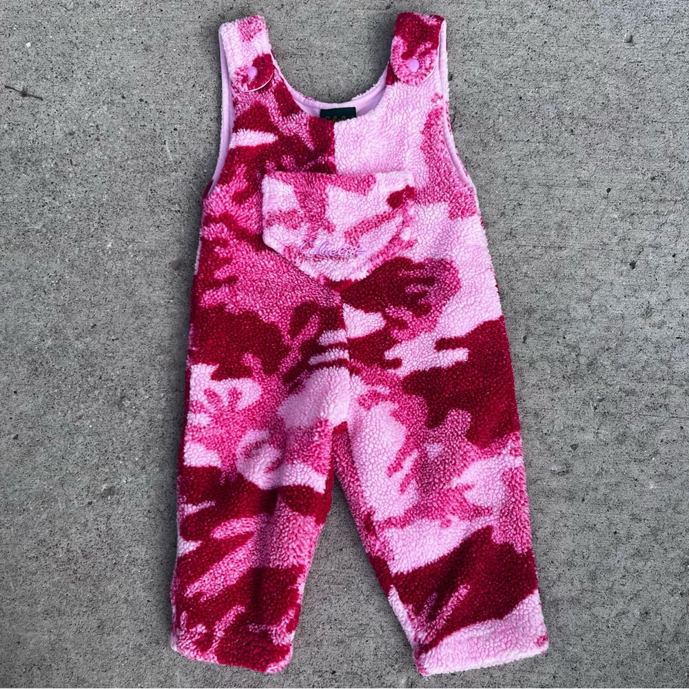 Cabelas Baby Girls Pink Camo Sherpa Fleece Overalls Bibs 18/24M